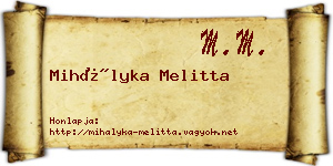 Mihályka Melitta névjegykártya
